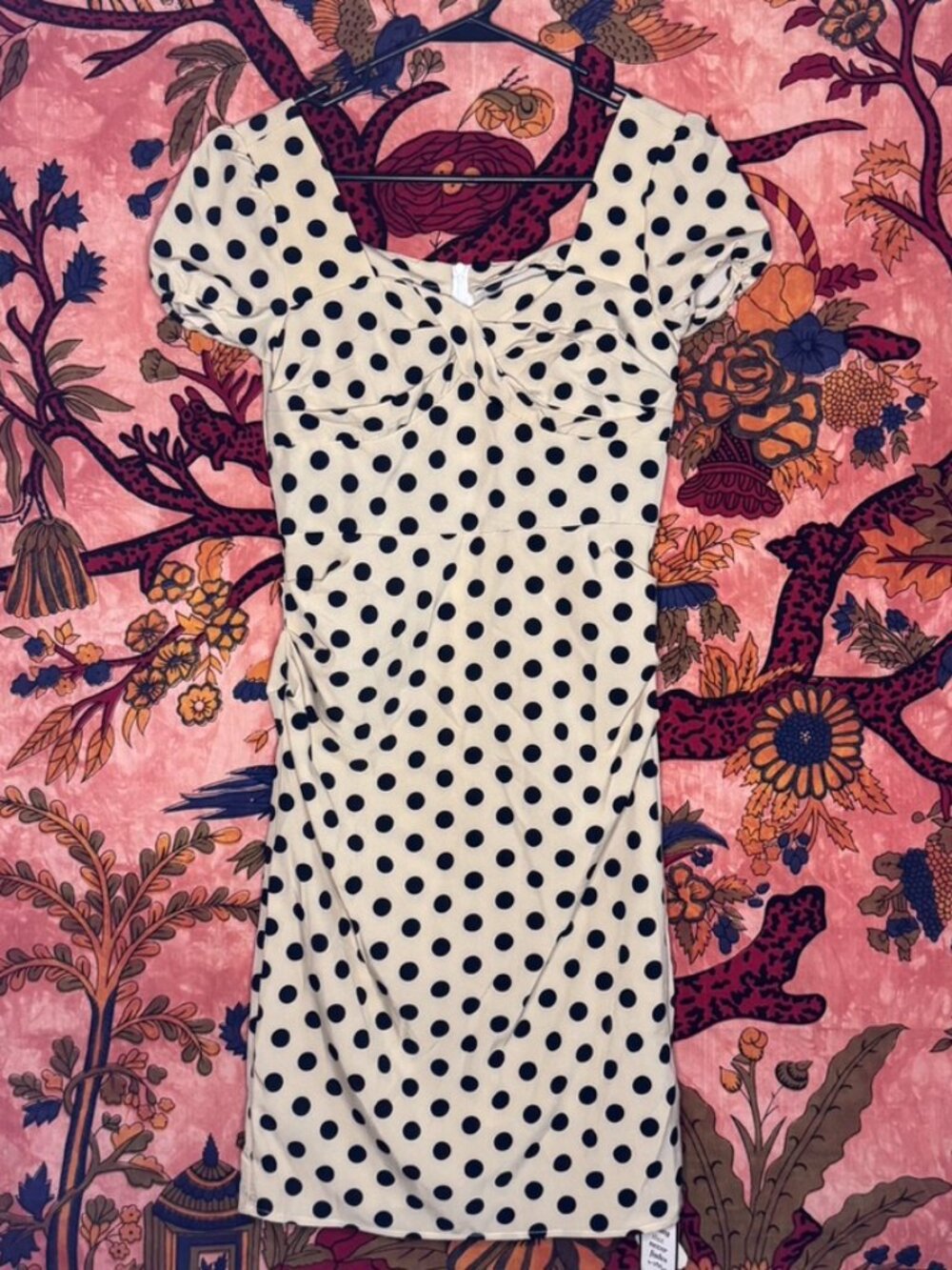 Vintage-Style Polka Dot Princess-Sleeve Dress